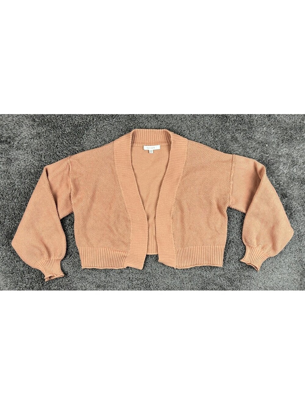 Flat White Womens Cropped Cardigan Sweater One Size Peach Knit